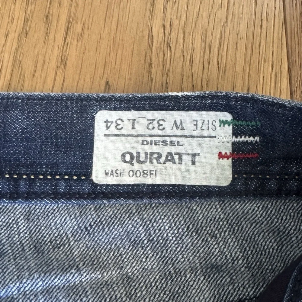 Vintage Diesel Quratt Jeans Men's 32x34 Dark Wash Faded Straight Leg Italy Y2K - Picture 5 of 13